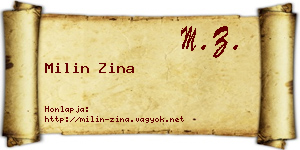 Milin Zina névjegykártya